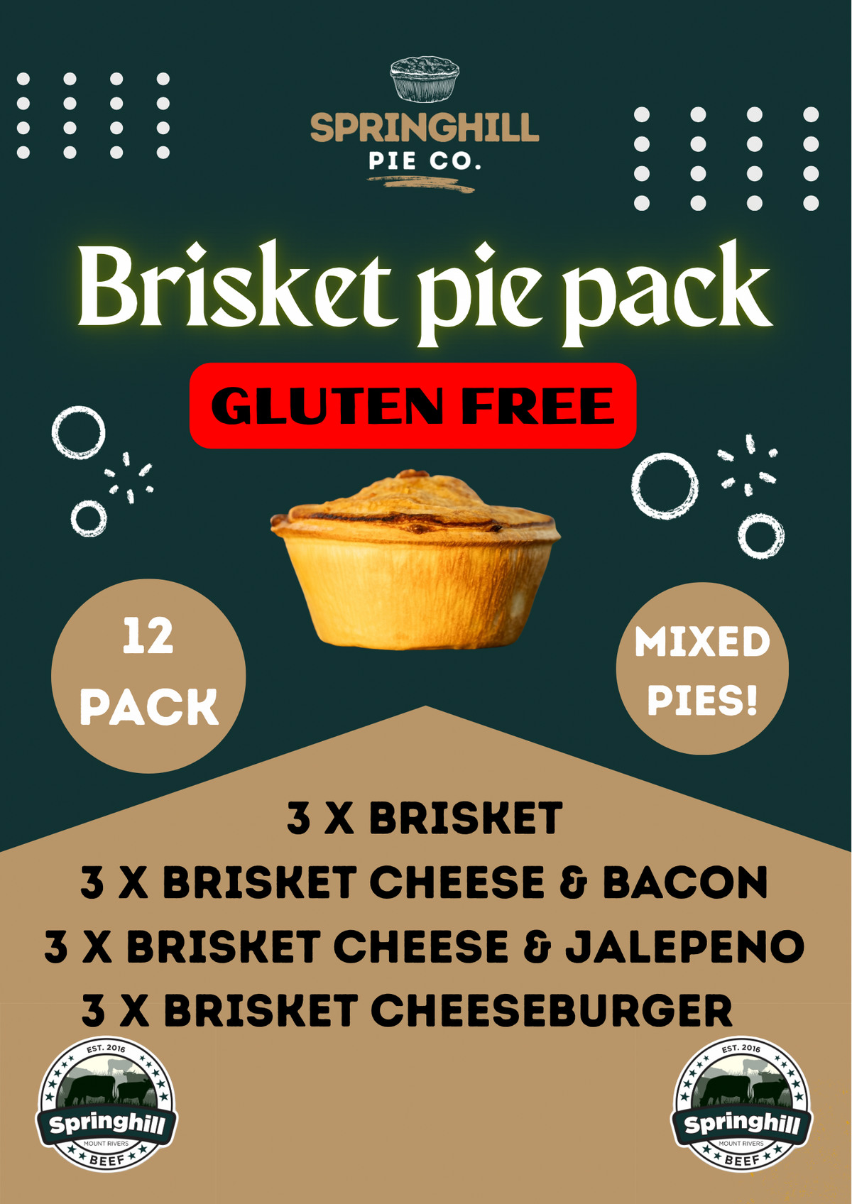 GLUTEN FREE Brisket pie pack (12 pack)