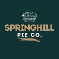 Logo of Springhill Pie Co. with a pie illustration on a dark green background