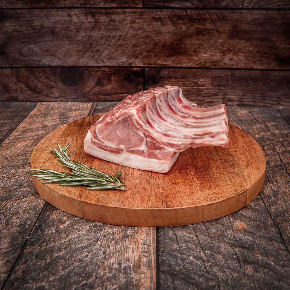 Bone Loin Rack Free Range Pork Loin Rack 1kg | Tender & Flavorful – Springhill Beef Co.